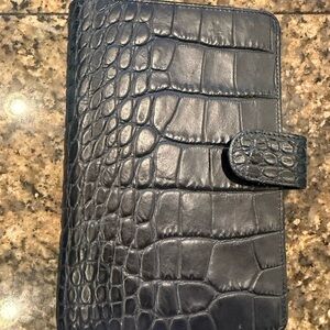 Filofax Croco Embossed Leather Planner - Black